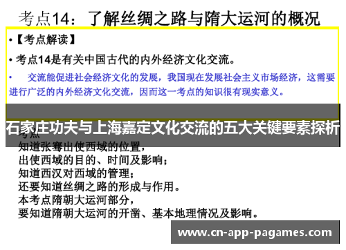 石家庄功夫与上海嘉定文化交流的五大关键要素探析 石家庄功夫与上海嘉定文化交流的五大关键要素探析