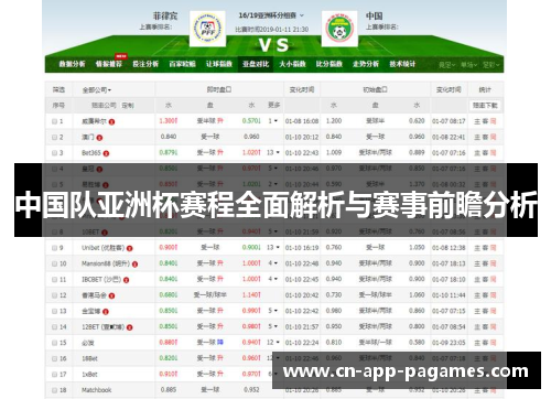 中国队亚洲杯赛程全面解析与赛事前瞻分析