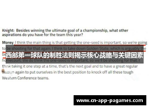 西部第一球队的制胜法则揭示核心战略与关键因素